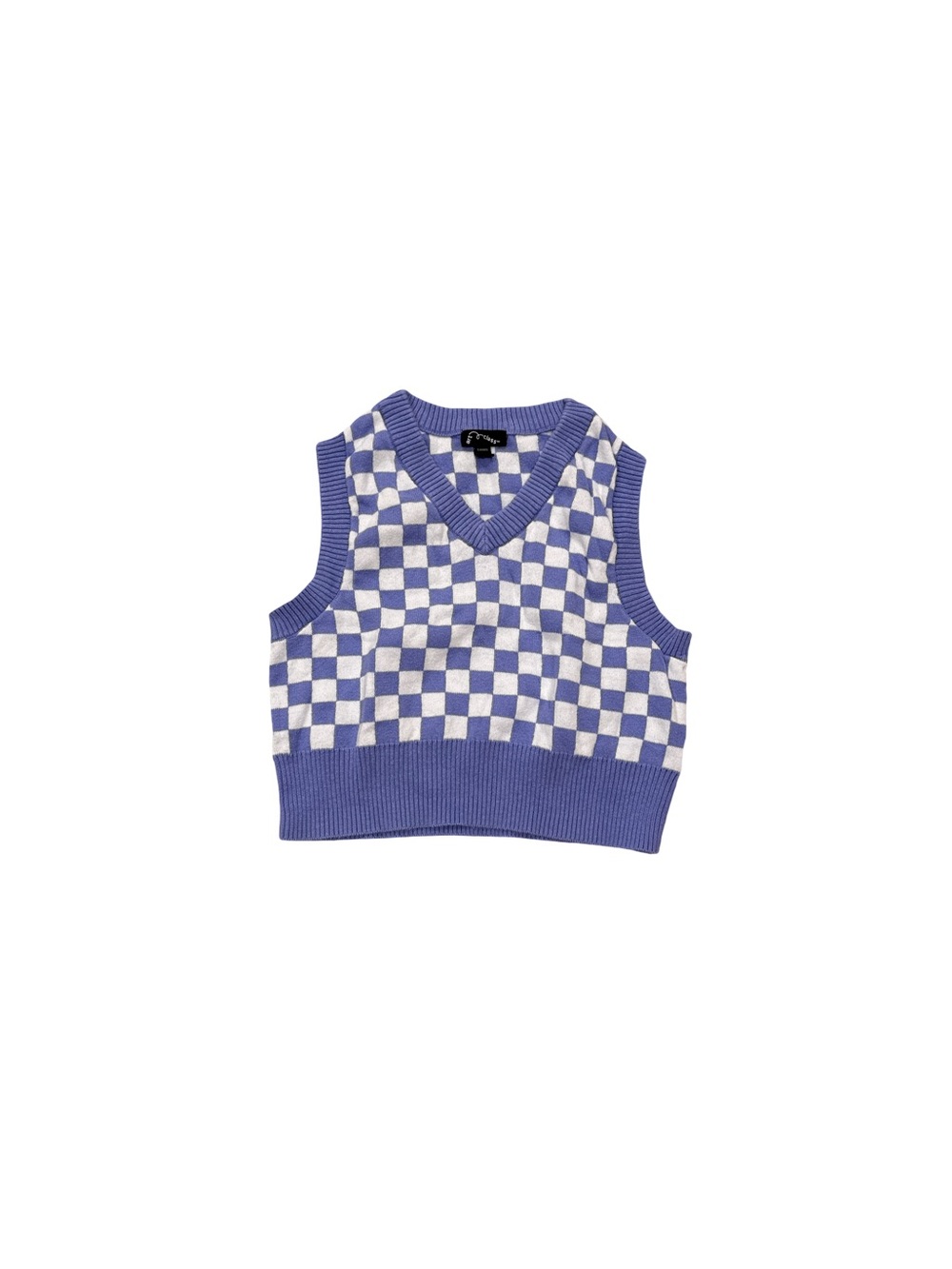 art class Checkerboard Knit Vest in Purple & White